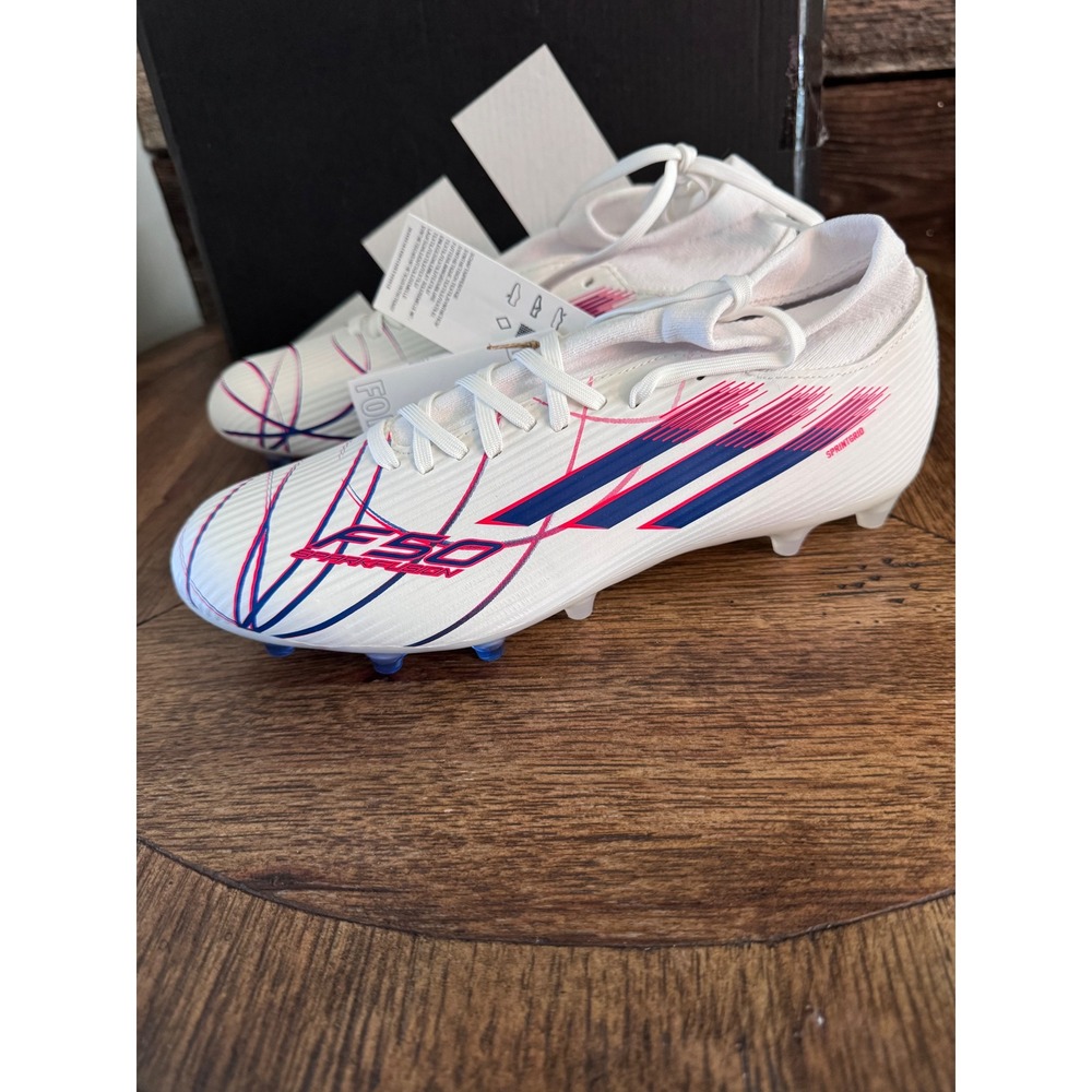 Adidas F50 Sparkfusion League FG Womens Soccer Cleats White Blue Red KJ1437 9.5